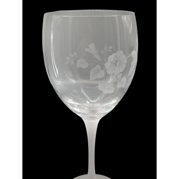 Avon Hummingbird 24% Lead Crystal Wine Goblet Satin Frosted Stem 8.5" Vintage - Picture 6 of 10